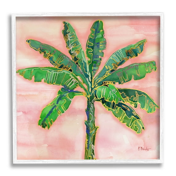Tropical Nature Palm Sunrise Botanical & Floral Graphic Art White Framed Art Print Wall Art