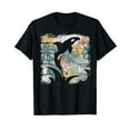 thumbnail image 1 of Tropical Nature Pattern Exotic Summer Vacation Whale Orca T-Shirt Black Tee, 1 of 5