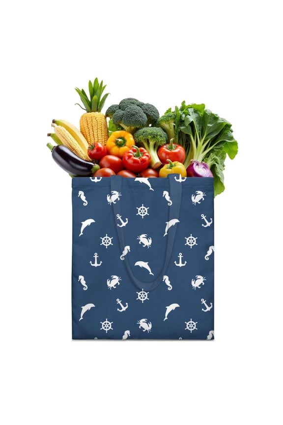 Tropical Nautical Reusable Shopping Bag - Foldable, Washable & Spacious Eco-Friendly Tote for Groceries