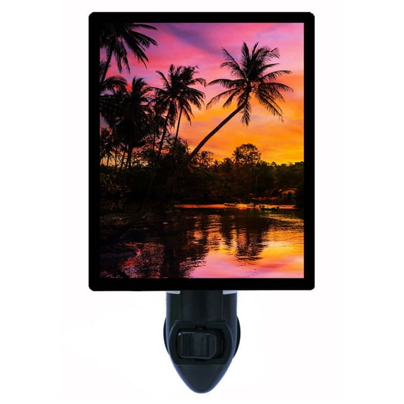 Night Light - Caribbean Dream. | Tropical Theme, Includes Free Switchable Insert, 4W Bulb, E12 Base