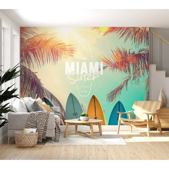 Tropical Non-pasted Wallpaper Wall Mural - South Beach Miami Surf