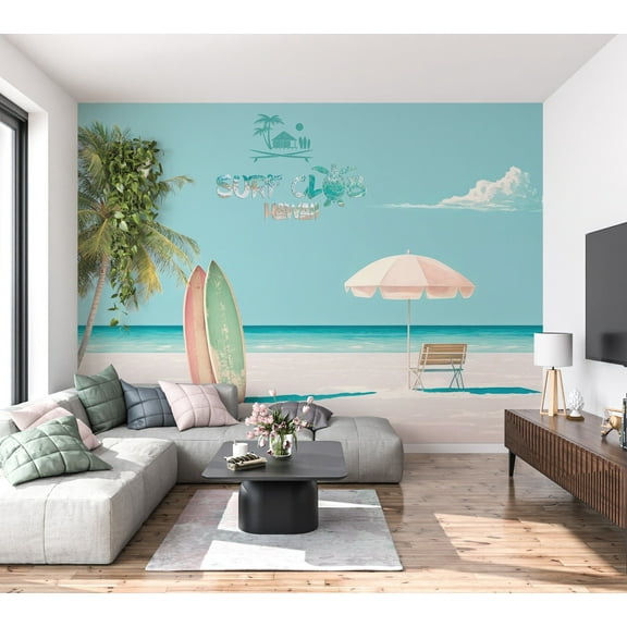 Tropical Non-pasted Wallpaper Wall Mural - Surf Club Hawaii