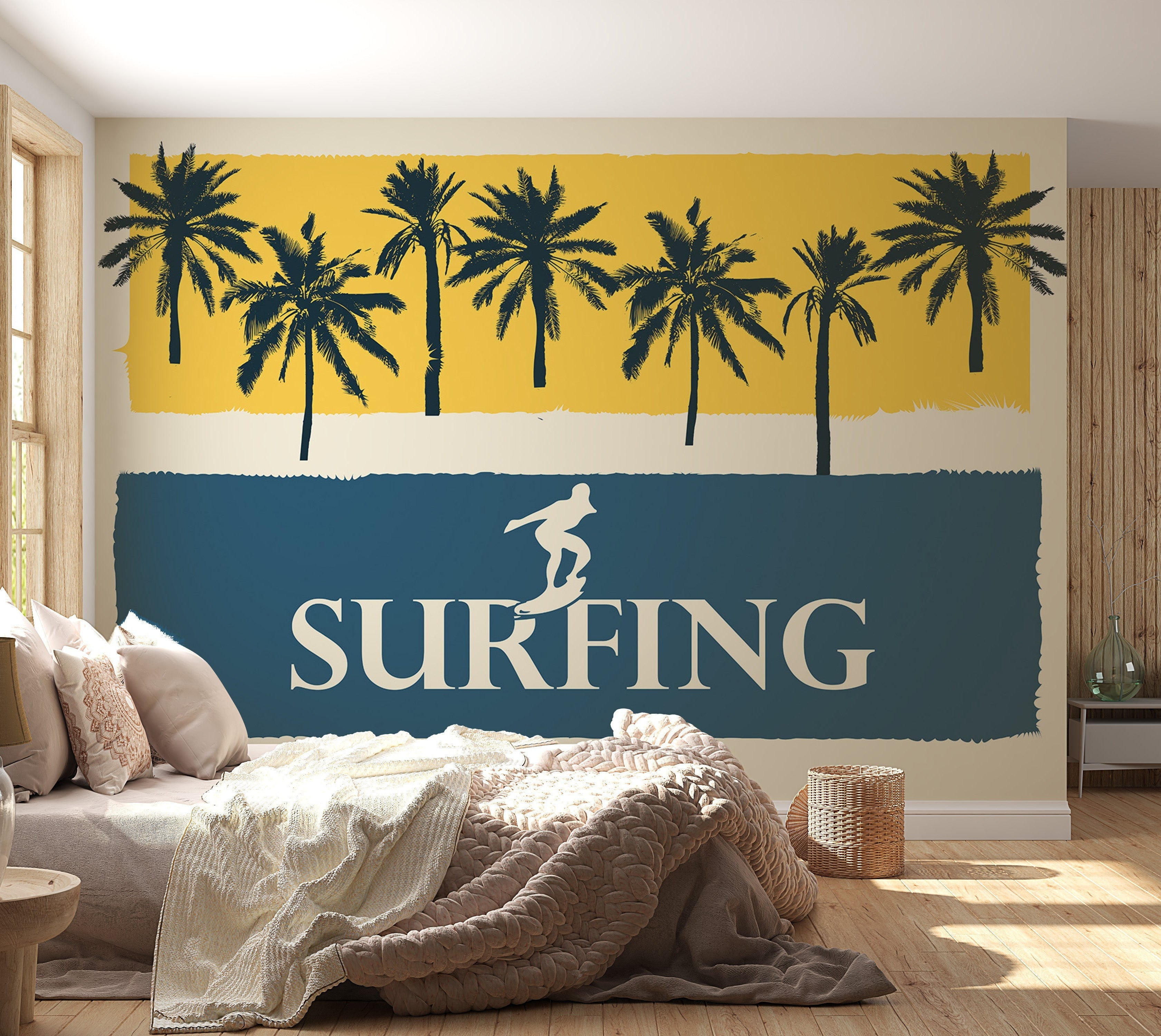 Tropical Nonpasted Wallpaper Wall Mural Surfing