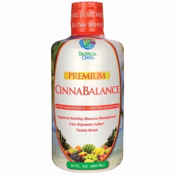 Tropical Oasis Cinnabalance, Cinnamon Extract and Herbal Blend with Antioxidants Liquid Vitamin Supplement, Cinnamon Orange Flavor, 32 Oz, 32 Servings