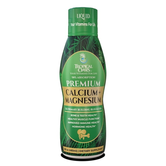 Tropical Oasis Liquid Calcium and Magnesium, Natural formula for Strong Bones Immunity and Overall Wellness, 16 Oz, 32 Servings