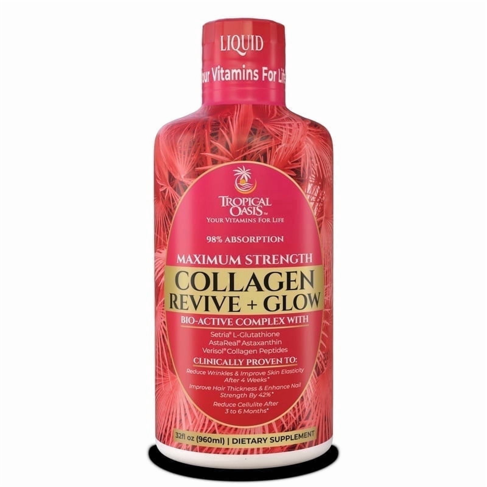 Tropical Oasis Liquid Collagen Revive + Glow, Hydrolyzed Collagen Peptides  and Biotin Liquid Vitamin for Skin Elasticity, Hair Growth and Strong  Nails, 32 Oz, 32 Servings - Walmart.com