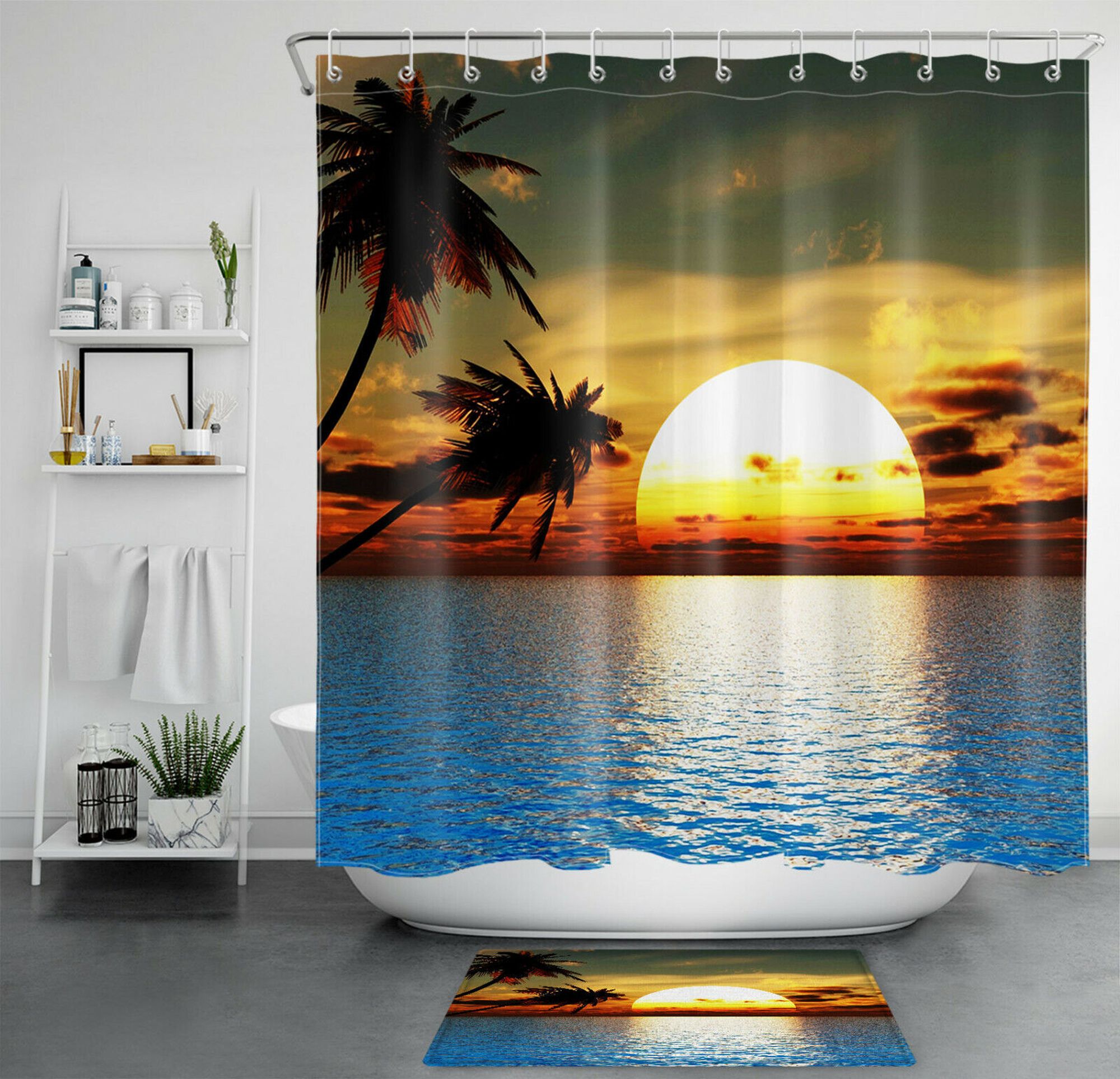 Tropical Oasis WaterRepellent Shower Curtain Transform Your Bathroom