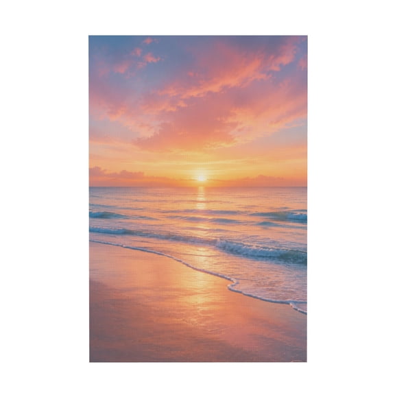 Tropical Ocean Coastal Surf Canvas Wall Art With Palm Tree Surfboard Ship Sunglasses Island Seascape Sunset For Dorm Decor 16x24in