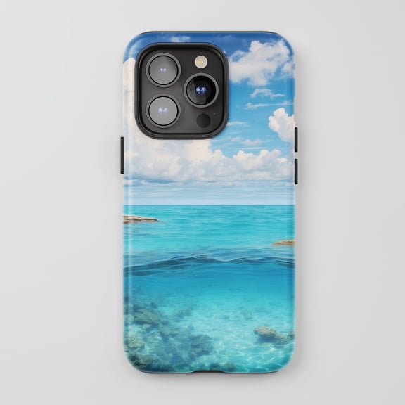 Tropical Ocean For All iPhone Series Tough Phone Case Realistic Seascape Blue Aqua