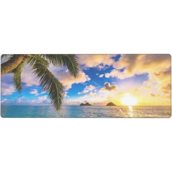 Tropical Ocean Palm Tree Sun Extended Mouse Pad 31.5x11.8 Inch Large Gaming Mouse Mat Desk Pad with Smooth Surface