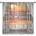thumbnail image 1 of Tropical Ocean Sunset Curtains, Sea Beach Seaside Sailing Boat Ship Nautical Scenery Print Rod Pocket Blackout Window Curtains for Bedroom Living Room, 84" W X 84" L, 1 of 6