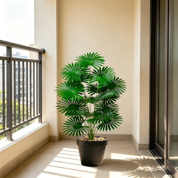 Tropical Palm Artificial Potted Tree, Large Realistic Faux Plant, Full Set Pot Included Decor, Tall Landscape Ornament for Courtyard Spaces, Living Room and Balcony Decoration