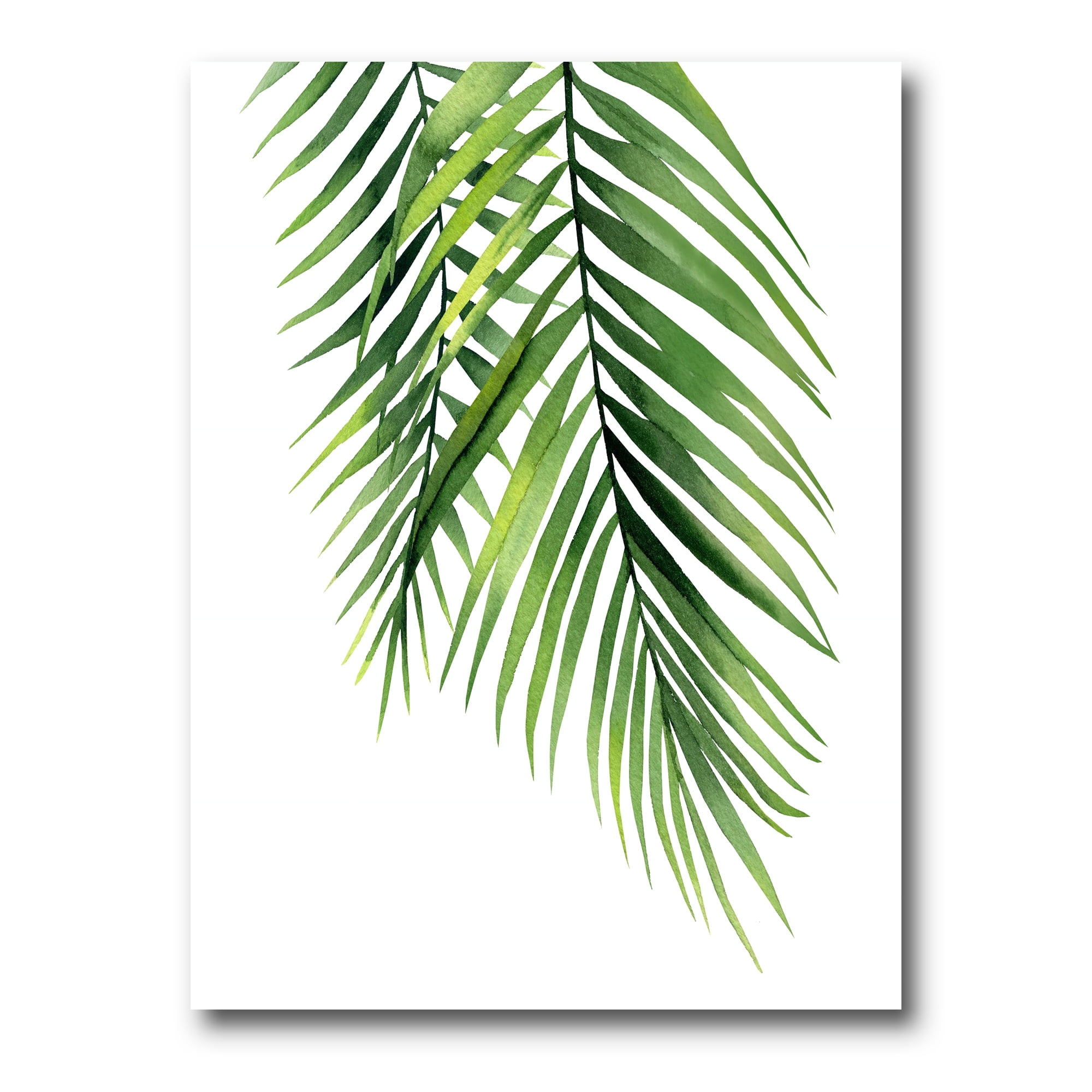 Green Tropical Palm Branches Canvas Art Print with Wood Frame