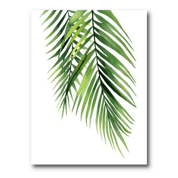 Tropical Palm Branches 8 in x 12 in Painting Canvas Art Print, by Designart