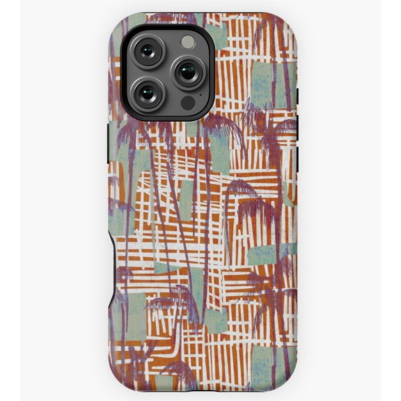 Tropical Palm Grid Pattern GA886 Phone Case for iPhone 11 to 17 Pro Max