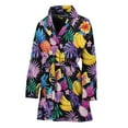 thumbnail image 1 of Tropical Palm And Hawaiian Fruits Women Bathrobe One Size Univeral Fits, Tropical Floral Hawaiian Fashion Lightweight Plush Fleece Long Robe For Women, 1 of 3