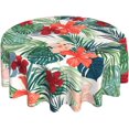 thumbnail image 1 of Tropical Palm Hibiscus Tablecloth Round 60 Inch Watercolor Summer Palm Frond Tablecloth Waterproof Green Palm Leaf Table Cloth Kitchen Table Cloth Cover for Party Holiday Dinning Tabletop Home Decor, 1 of 6