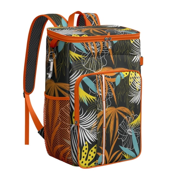 Tropical Palm Inspired Backpack Cooler, Leakproof Insulated Cooler Bag with Jungle Leaves Design for Picnic and Travel