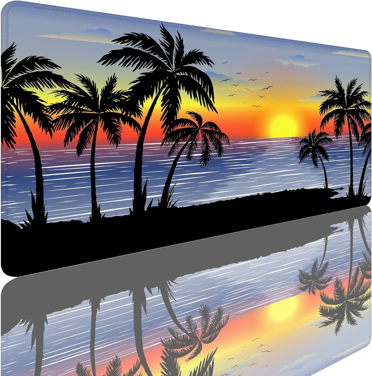 Tropical Palm Large Mouse Pad Desk Pad, Tropical Palm Trees Sunset Gaming Mouse Pad,Computer Desk Mat Keyboard with Non Slip Base for Home Office,Extended Large Size 31.5" X 15.7"