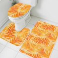 thumbnail image 1 of Tropical Palm Leaf Bathroom Rugs Set Orange Leaves Abstract Plant Non Slip Absorbent Soft Bath Mats 3 Piece Set with Bathroom Rug, U-Shaped Floor Mat, Toilet Seat Cover Large Size, 1 of 9