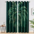thumbnail image 1 of Tropical Palm Leaf Blackout Curtains For Living Room Bedroom, Tropical Plant Leaves Curtains, Thermal Insulated Grommet Drapes - Green Jungle Home Decor 53"W x 84"L (Pack of 2), 1 of 6