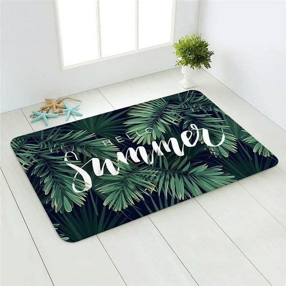 Tropical Palm Leaf Cactus a Pattern Door Mat Flannel Carpet Doormat Indoor Floor Mats Anti-Slip Rug