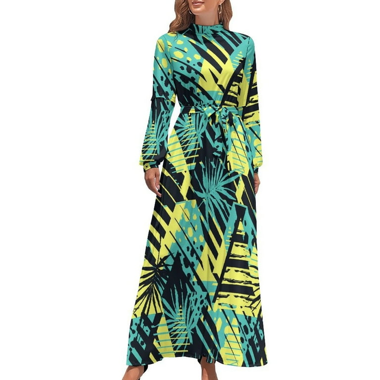 Tropical Palm Leaf Dress Jungle Print Elegant Maxi Dress Street 