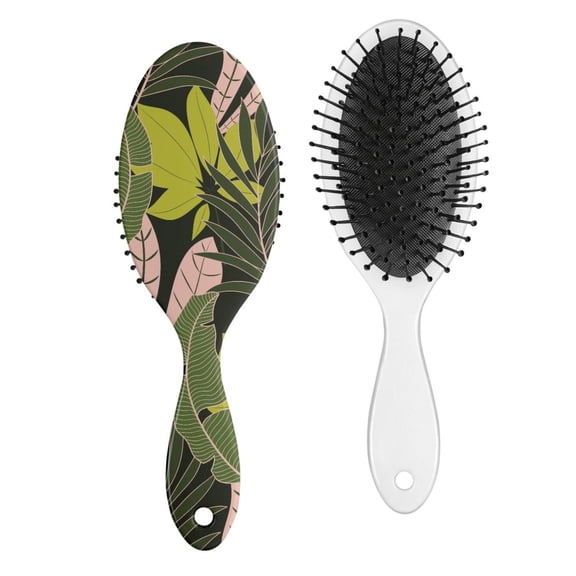 Tropical Palm Leaf Hair Brush - Smoothing Anti-Frizz Paddle Brush with Round-Tip Bristles, Gentle on All Hair Types