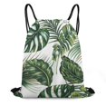 Tropical Palm Leaf Monstera Jungle Leaf Art Tropic Drawstring Bags