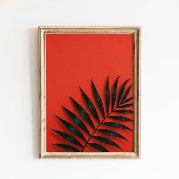 Tropical Palm Leaf Poster – Minimalist Botanical Wall Art, Unframed Poster Size 12x18