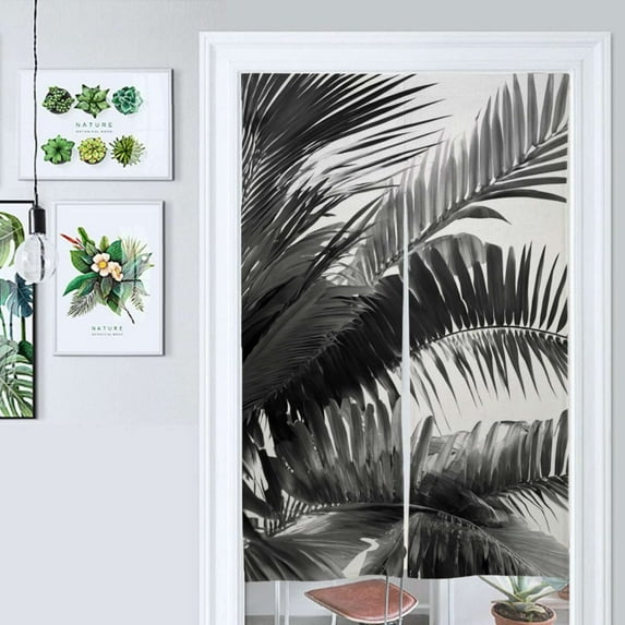 Tropical Palm Leaf Print Door Curtain Nordic Living Room DoorCurtain Porch Partition Curtain Kitchen Rative Half Curtain