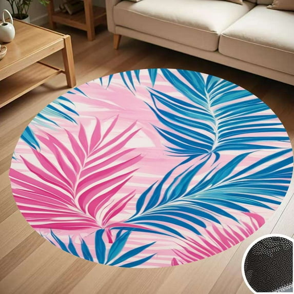 Tropical Palm Leaf Print Round Carpet Living Room Bedroom Home Decoration Coffee Table Mat Lounge Rug Chair Mats