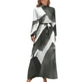 thumbnail image 1 of Tropical Palm Leaf Print Women's Long Dress Long Sleeves Dress Vintage Dresses Party Maxi Dress High Waist Dress, 1 of 4