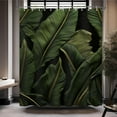 thumbnail image 1 of Tropical Palm Leaf Shower Curtain Dark Green Golden Banana Leaves Bathroom Tropical Jungle Palm Tree Hawaiian Bathroom Decor Set with12 Hooks 72x72 inches (B), 1 of 6