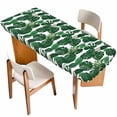 thumbnail image 1 of Tropical Palm Leaf Table Cloths for 8 Foot Rectangle Tables, Spring Summer Watercolor Green Plants Patio Waterproof Elastic Fitted Tablecloths, Washable Rectangular Table Cover for Camping, 1 of 8