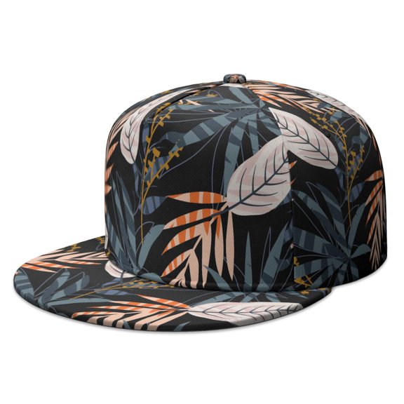 Tropical Palm Leaf Trucker Hat - Trendy Flat Visor Cap for Beach Vacation & Summer Wear