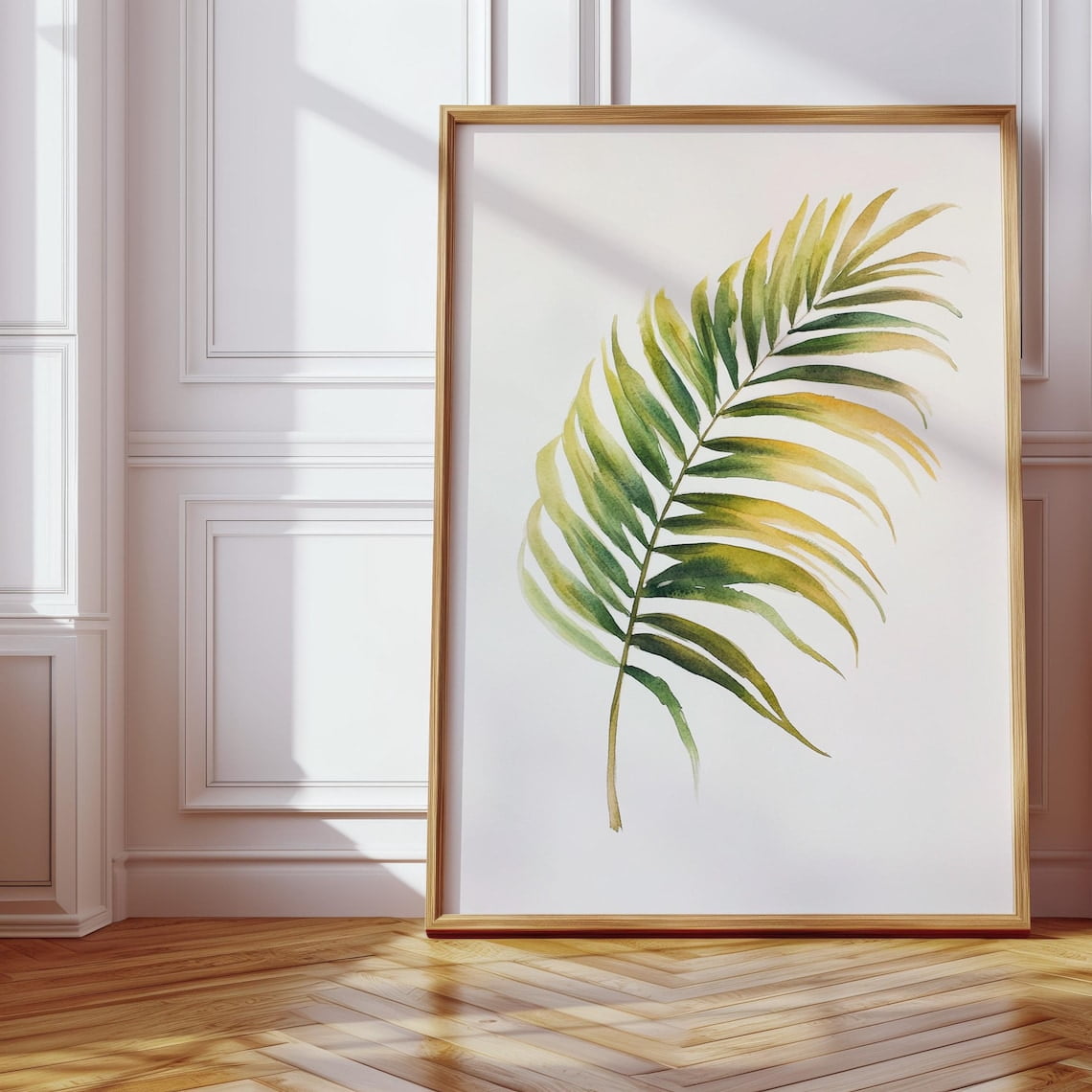 Tropical Palm Leaf Watercolor Print – Minimal Botanical Wall Art, Green ...
