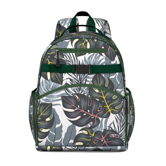 Tropical Palm Leaf Waterproof Book Bag - Ergonomic Spine-Protecting Backpack for Students & Heavy Loads