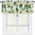 thumbnail image 1 of Tropical Palm Leaf Window Valances, Summer Green Monstera Short Kitchen Valance 54"x18", Hawaiian Banana Leaves Decorative Rod Pocket Curtain Valance for Bathroom Dining Room, 1 Pack, 1 of 6
