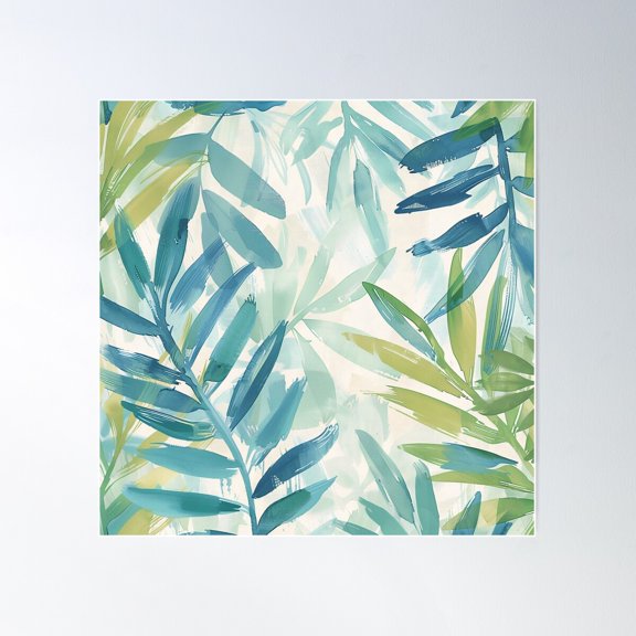 Tropical Palm Leaves Â€“ Abstract Watercolor Botanical Print Poster Wall Art, Modern Wall Decor For Living Room Bedroom, 30x30 UNFRAMED