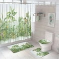 thumbnail image 1 of Tropical Palm Leaves Bathroom Set Shower Curtain Non Slip Rug Accessories Watercolor Flower Floral Bath Mat Carpet Toilet Cover, 1 of 5