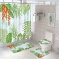 thumbnail image 1 of Tropical Palm Leaves Bathroom Set Shower Curtain Non Slip Rug Accessories Watercolor Flower Floral Bath Mat Carpet Toilet Cover, 1 of 5