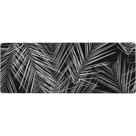 Tropical Palm Leaves Black Extended Mouse Pad 31.5x11.8 Inch Large Gaming Mouse Mat Desk Pad with Smooth Surface