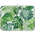 thumbnail image 1 of Tropical Palm Leaves Dish Drying Mat for Kitchen Counter Green Monstera Leaf Absorbent Microfiber Drying Pad, Medium 16x18 in, Reversible Drainer Mats, 1 of 6