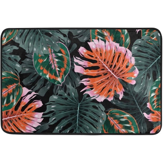 Tropical Palm Leaves Doormats Bathroom Floor Mat Lightweight Non-Slip Area Rugs Entrance Front Door Rug for Outdoor Garden Kitchen Bedroom 23.6" x 15.7"