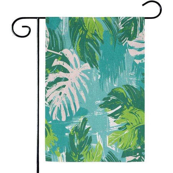 Tropical Palm Leaves Garden Flag 12x18 Inch Double Sided Outside, Seasonal Yard Outdoor Home Decorative Flag