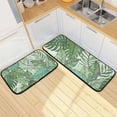 thumbnail image 1 of Tropical Palm Leaves on Green Kitchen Mats Set 2 Piece Non Slip Floor Foam Rugs Cushioned Soft Waterproof Carpet Runner for Dining Room Bathroom Laundry, 1 of 7