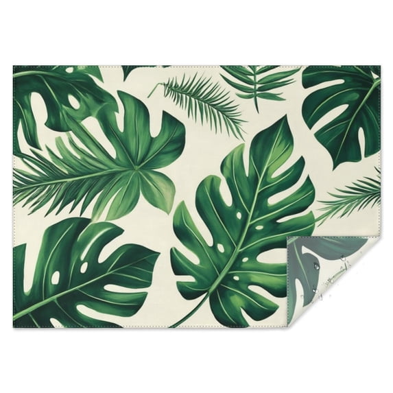 Tropical Palm Leaves in Hawaii Rectangle Tablecloth 60"x84",Waterproof Polyester Rectangle Table Cloth, Wipeable Spillproof Polyester Tablecloth for Dining, Camping, Indoor and Outdoor