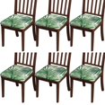 thumbnail image 1 of Tropical Palm Leaves in Hawaii Seat Covers for Dining Room Chairs Set Of 6,Stretch Printed Washable Chair Seat Cover with Elastic Ties and Button,Removable Waterproof Couch Cushion Covers, 1 of 6