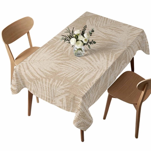 Tropical Palm Leaves Rectangle Tablecloth Boho Brown Linen Nature Summer Waterproof Wrinkle Free Soft Table Cloth Spill-Proof Washable Table Cover for Dining Party Picnic 60 x 102 Inch